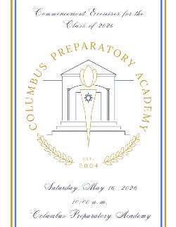 Graphic showing the day and time of graduation- May 16 10:00am